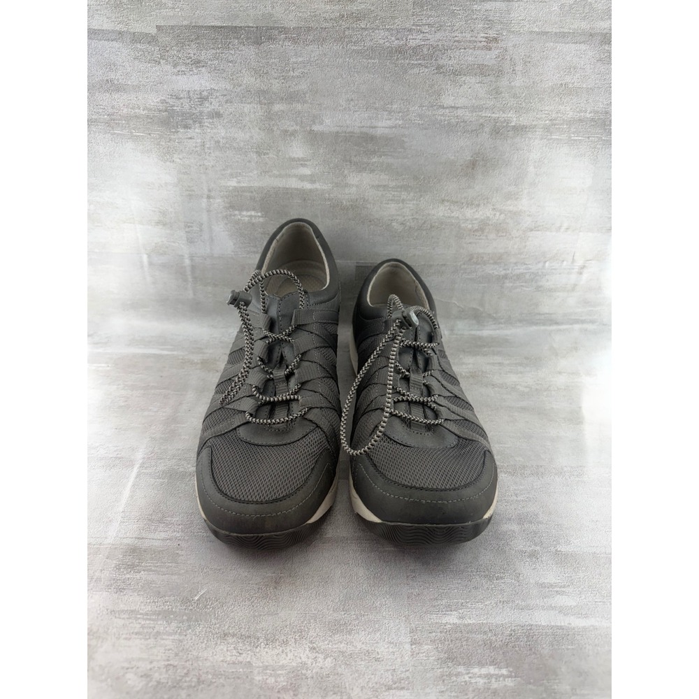 Dansko Women Grey Leather Mesh Bungee Lace Walking Shoes Sneakers Size EU 42